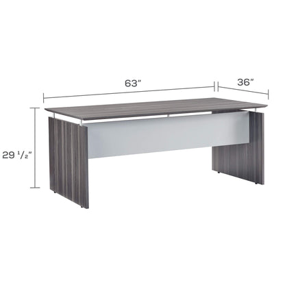 Mayline MNDS63LGS Medina Straight Edge Desk, 63"W, Gray Steel Laminate