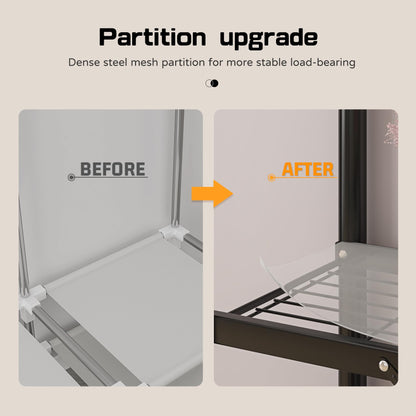 LEAIJIAFY Foldable Clothes Hanger with Cover Portable Wardrobe, Metal Standing Armoire Wardrobe Clothes Rack with Gray Fabric Cover,One-Piece Folding Base,25MM Steel Tube for Bedroom