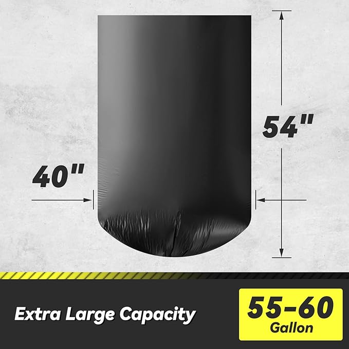 100 Count 55-60 Gallon Trash Bags, Sturdy & Tear-Resistant Commercial Can