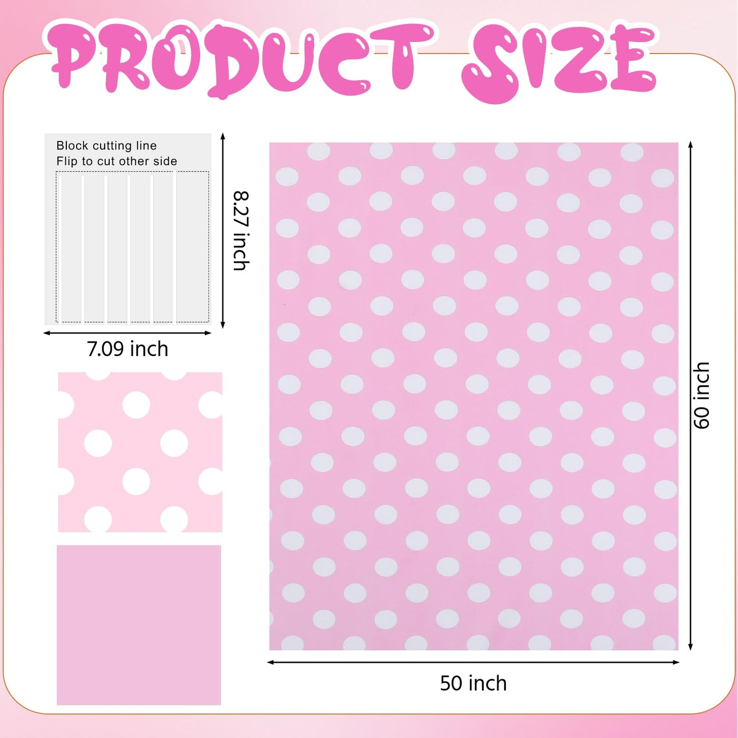 Hahafelt 3 Pcs DIY Tie Blankets Fleece Kit - No Sew Blanket Kit Includes 50x60 Inch No Sew Fleece Fabric and Ruler Template DIY Throw Making for Bed Couch(Pink Polka Dot)