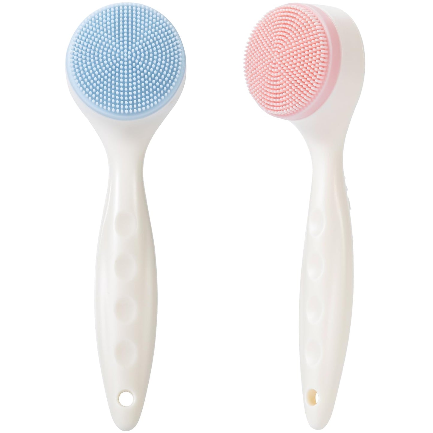 2 Pack Silicone Face Scrubber Exfoliating Brush, Manual Handheld Facial Cleansing Brush Blackhead Scrubber, Soft Bristles Waterproof for Face Skincare (Round-Pink)