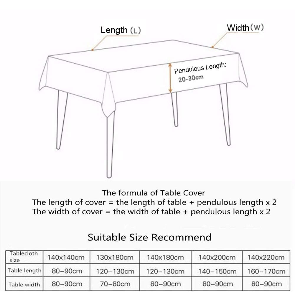 AMZALI Elegant Embroidery Spill-Proof Water Resistance Table Cloth Wrinkle Free Heavy Weight Cotton Linen Tablecloth Fabric Table Cover for Outdoor Indoor (Square 53 * 53 Inch)