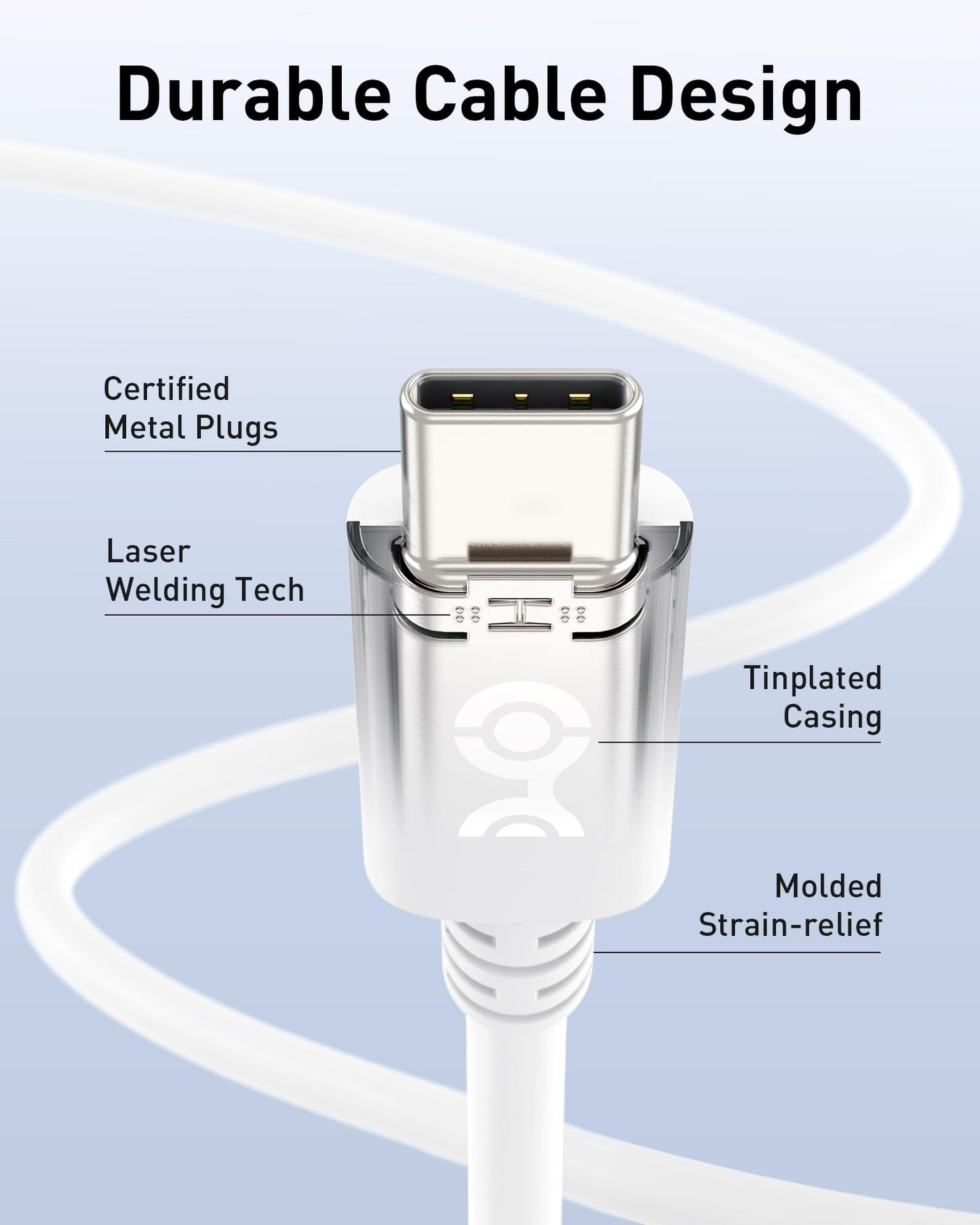 Cable Matters [USB-IF Certified] 240W USB C Cable - 6.6ft, Up to [240W Charging, 480Mbps], No Video Support, USBC Charger Cable/USBC Charging Cord for MacBook/iPad Pro/XPS/Surface Pro, White