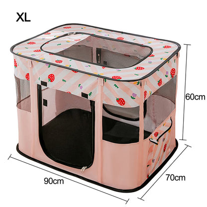 Foldable Pet Playpen Portable Kennel Cage for Puppy Dog Kitten Cat, Indoor/Outdoor Pop up Pet Tent Fence (XL,Pink)