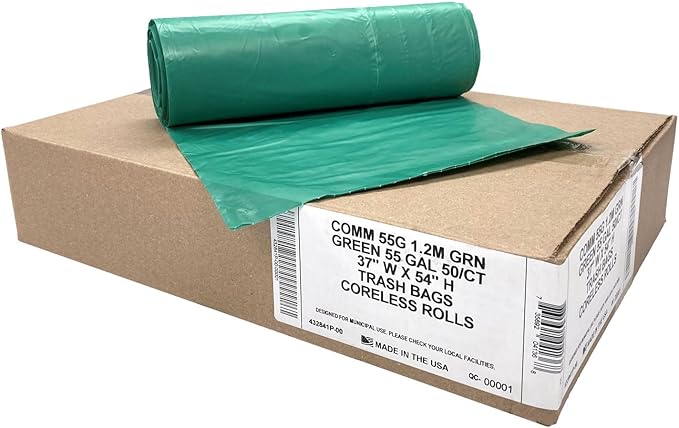 Ultrasac Heavy Duty 55 Gallon Green Trash Bags