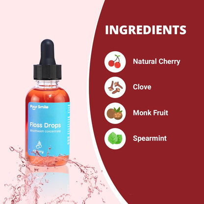 Concentrated Floss Drop Serum – 2oz Concentrated Mouth Wash to Use in Water Flosser | Natural Essentials Promotes Good Breath | Organic Spearmint Drop Supports Good Oral Health