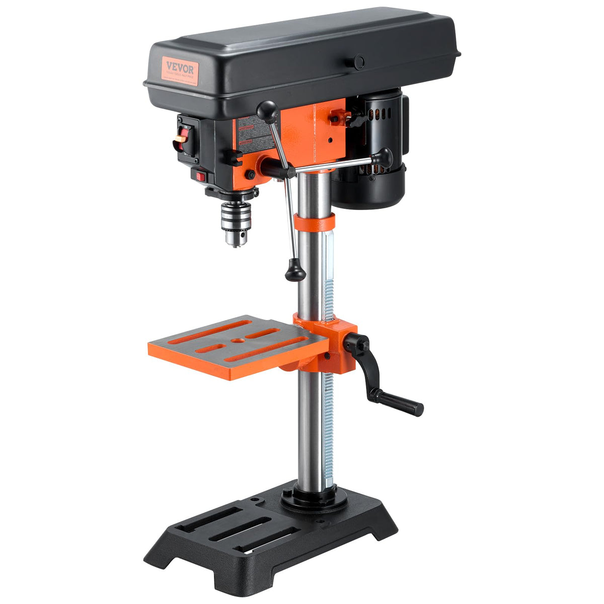 VEVOR Benchtop Drill Press, 3.2 Amp and 5-Speed Adjustable Drill Press with 10 in Swing, Cast Iron Frame, Worktable Tilts 0-45°, Ideal for Drilling Wood & Metal