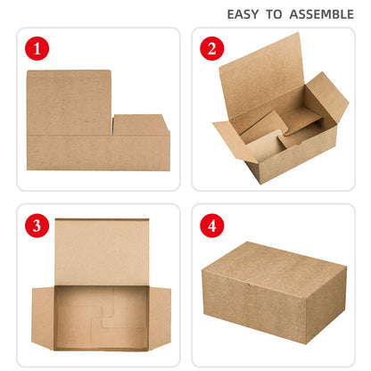 Frantis Brown Gift Boxes 9.45x6.5x4 Inches 10 Pack， Paper Gift Box with Lids for Bridesmaid Gifts, Birthday, Party, Christmas，Wedding, Crafting Cupcake Boxes, With 66 FT Twine
