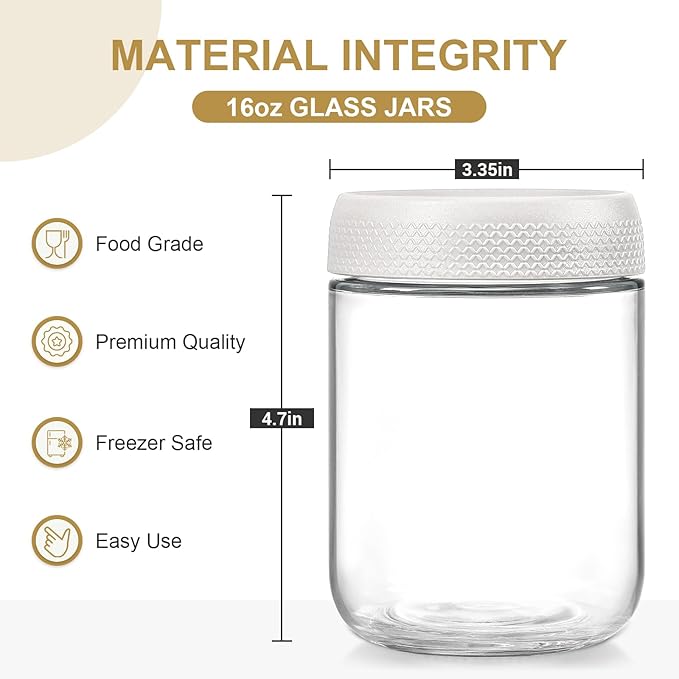 NETANY 6-pack 16oz Glass jars
