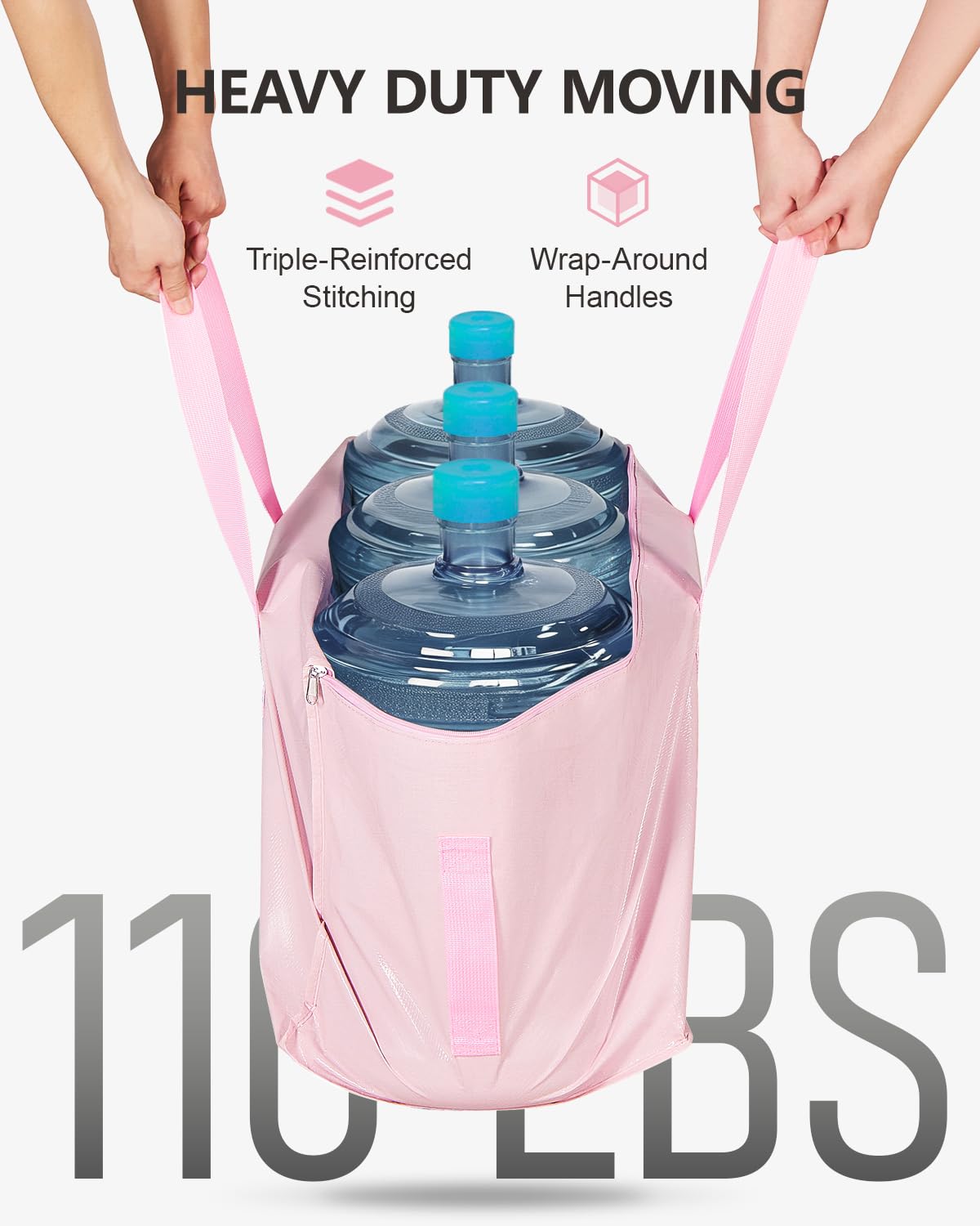 DAYSEON Heavy Duty Moving Bags Extra Large, Premium Storage Bags with Durable Zippers, Reinforced Handles, Moving Supplies for Clothes, Bedding, College Dorm Essentials, 8 Pack Pink
