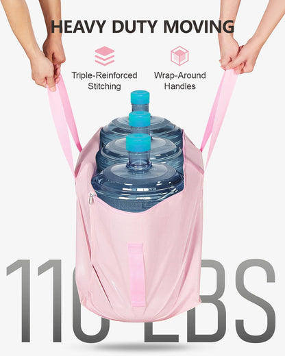 DAYSEON Heavy Duty Moving Bags Extra Large, Premium Storage Bags with Durable Zippers, Reinforced Handles, Moving Supplies for Clothes, Bedding, College Dorm Essentials, 8 Pack Pink