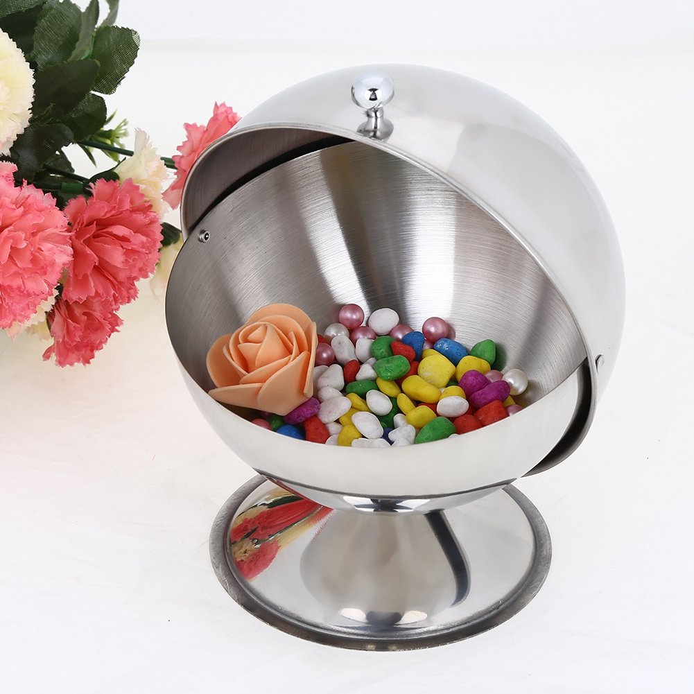Zerodis Stainless Steel Spherical Seasoning Bottle Sugar Bowl Snack Cans Storage Container for Restaurant Kitchen