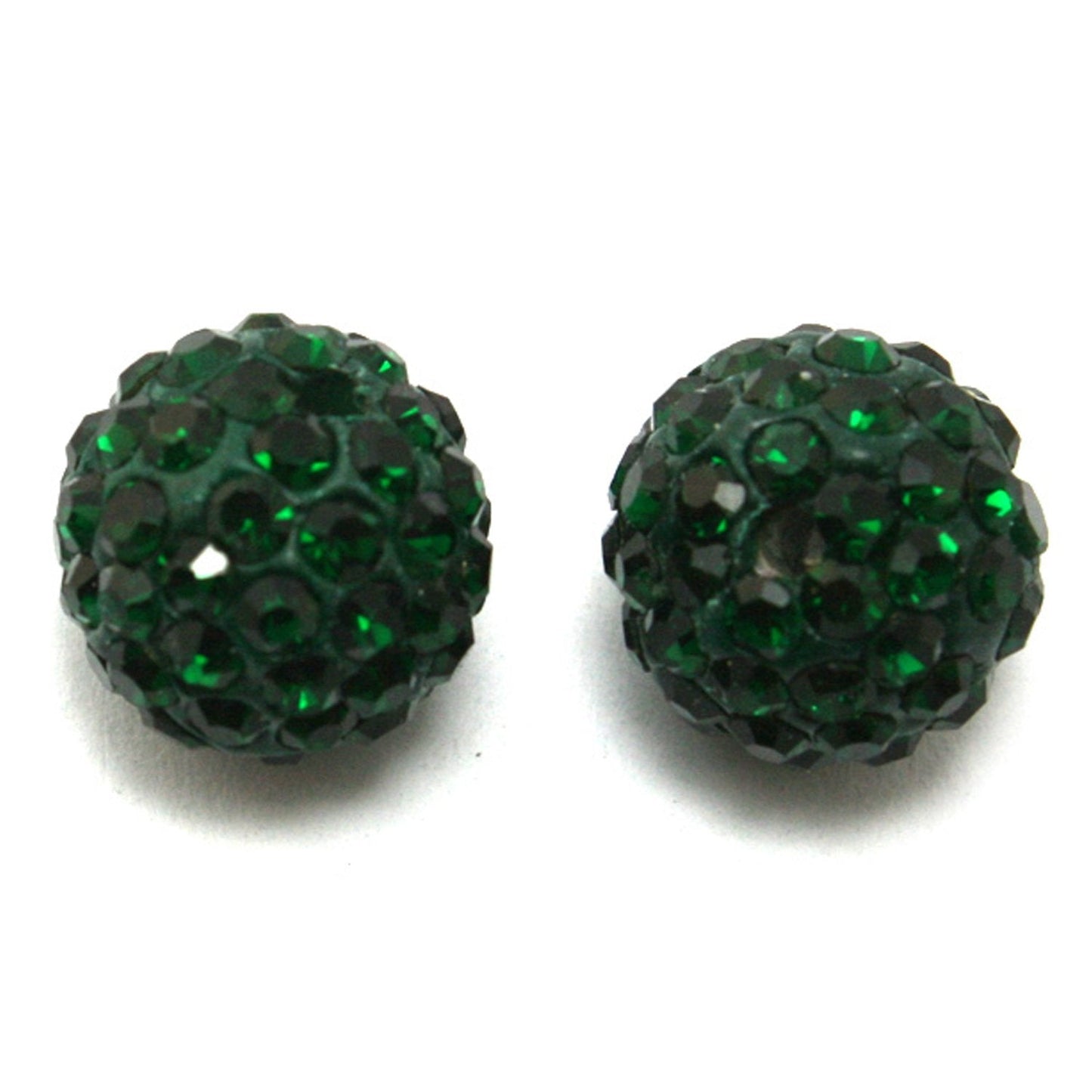 RUBYCA Pave Czech Crystal Disco Ball Clay Beads fit Shamballa Jewelry (100pcs, 10mm, Emerald Green)