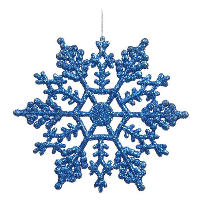 Vickerman Plastic Glitter Snowflake, 4-Inch, Blue, 24 Per Box