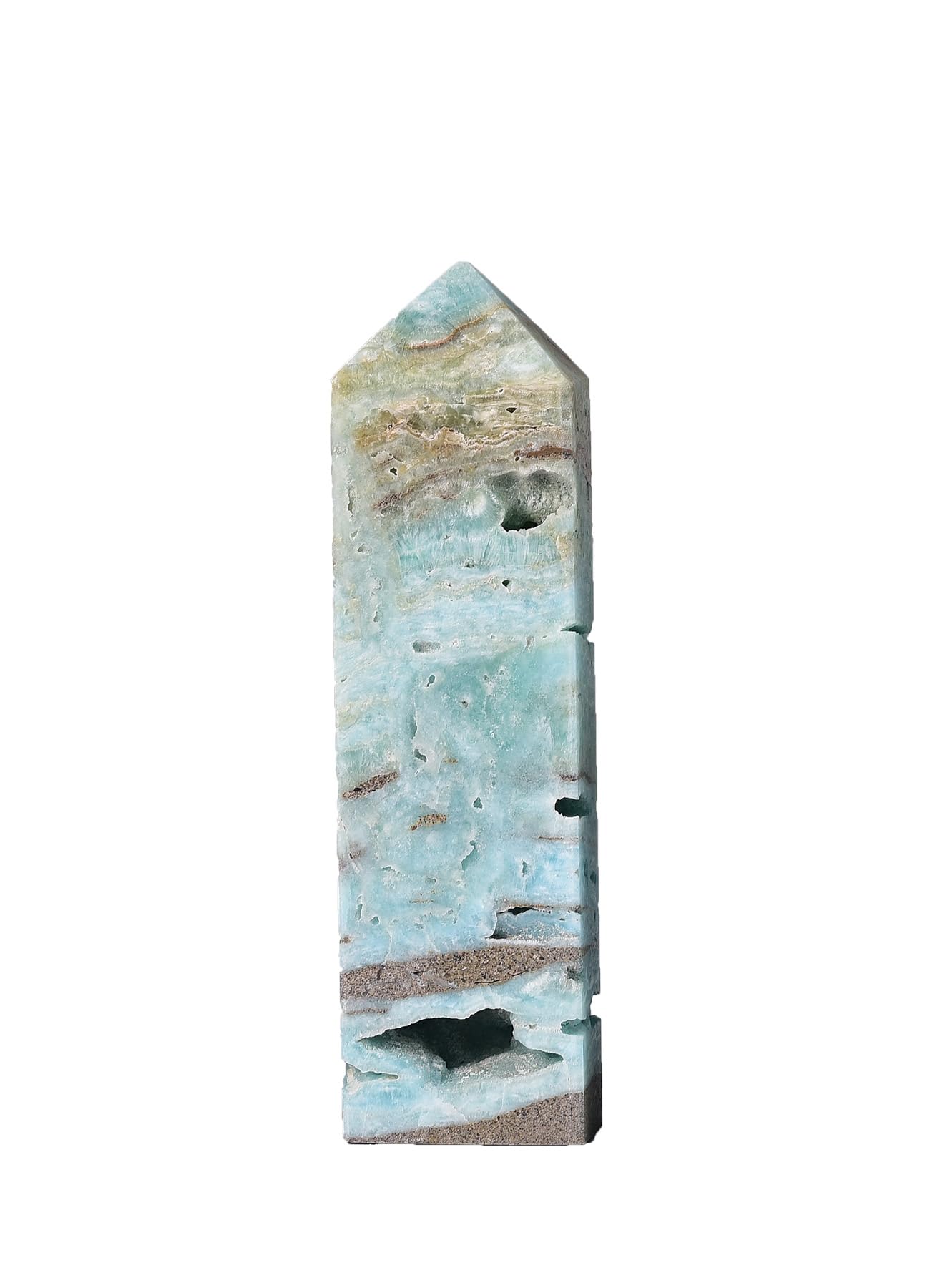 AMOYSTONE Healing Crystal Tower Wands Hemimorphite Large Obelisk for Home Décor Crystal Grid Therapy 1.3-1.7 LBS