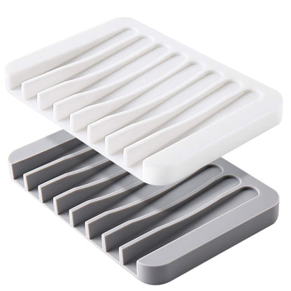 Mcyye Self Draining Soap Dishes, Premium Silicone Soap Holder & Saver for Shower, Bathroom, Kitchen, Bath Tub, Razor, Sponges, Drains Water Very Well, Can Extend Soap Life, Easy Clean