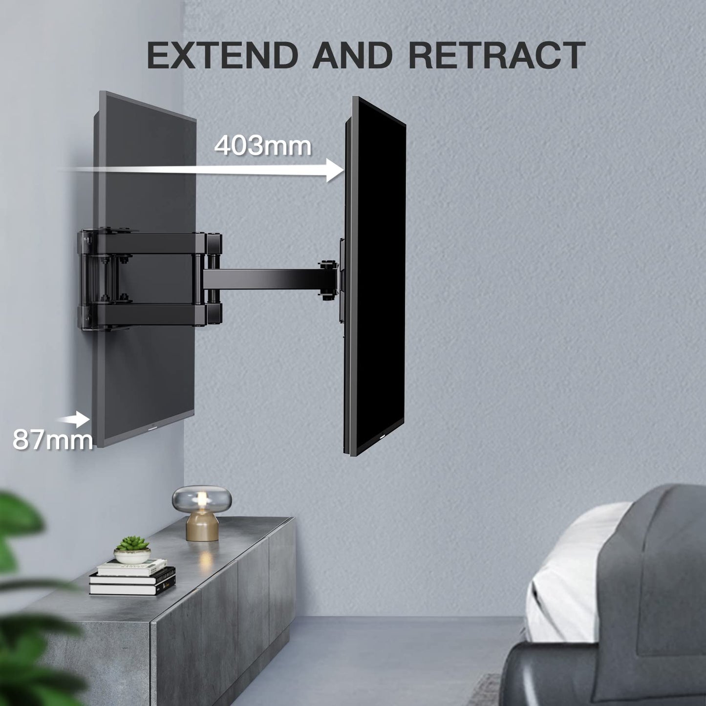PERLESMITH TV Wall Bracket, Swivel Tilt for 26-70 Inch Flat & Curved TVs up to 45kg, Sturdy Wall Mount Max. VESA 400x400mm