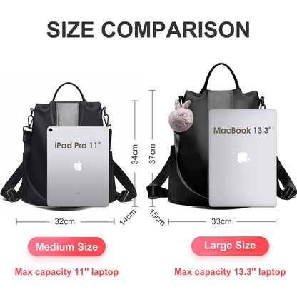 Charmore Women Backpack Ladies Rucksack Waterproof Nylon School bags Anti-theft Dayback Shoulder Bags, Black2, M