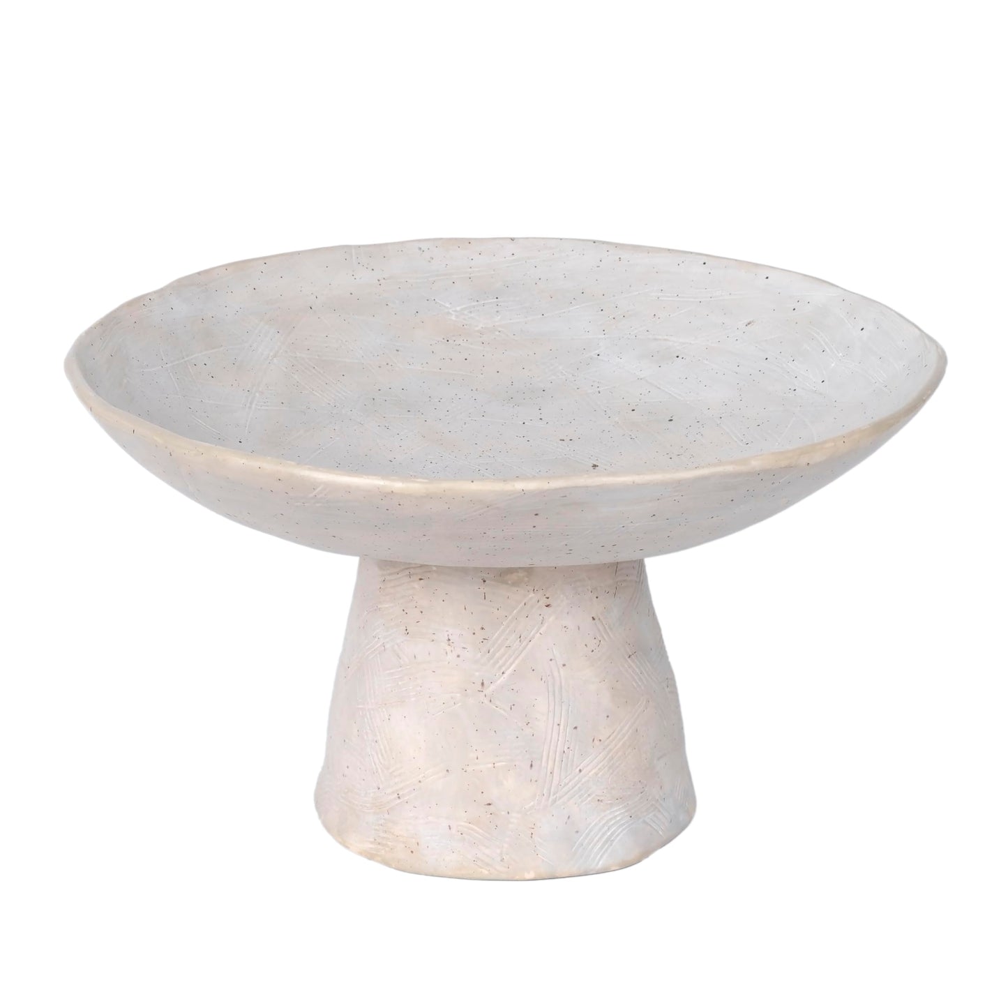 Shelf & Nook Ceramic Pedestal Bowl – Large Decorative Footed Bowl for Fruit, Keys, Entryway Table, Kitchen Island Centerpiece – Off-White Matte Stoneware, Modern French Farmhouse Decor