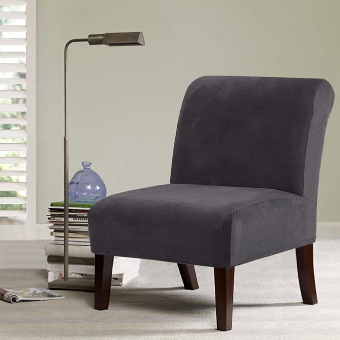 H.VERSAILTEX Armless Accent Chair Covers Thick Velvet Armless Chair Slipcovers