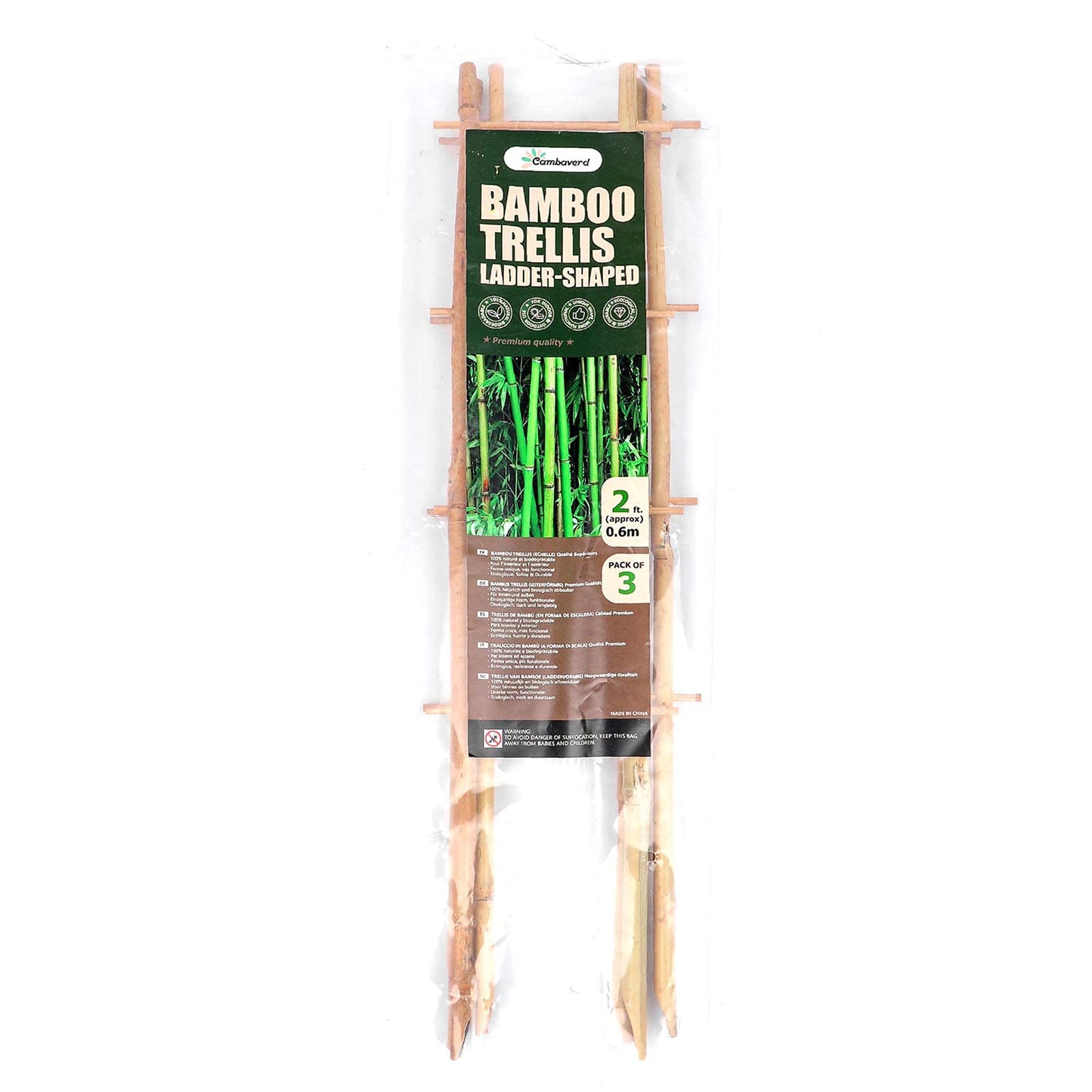 Cambaverd 24 Inch Trellis for Potted Plants, 3 Pack Bamboo Trellis Indoor, Natural Garden Trellis for Climbing Plant Monstera Hoya Vegetables and Fruits
