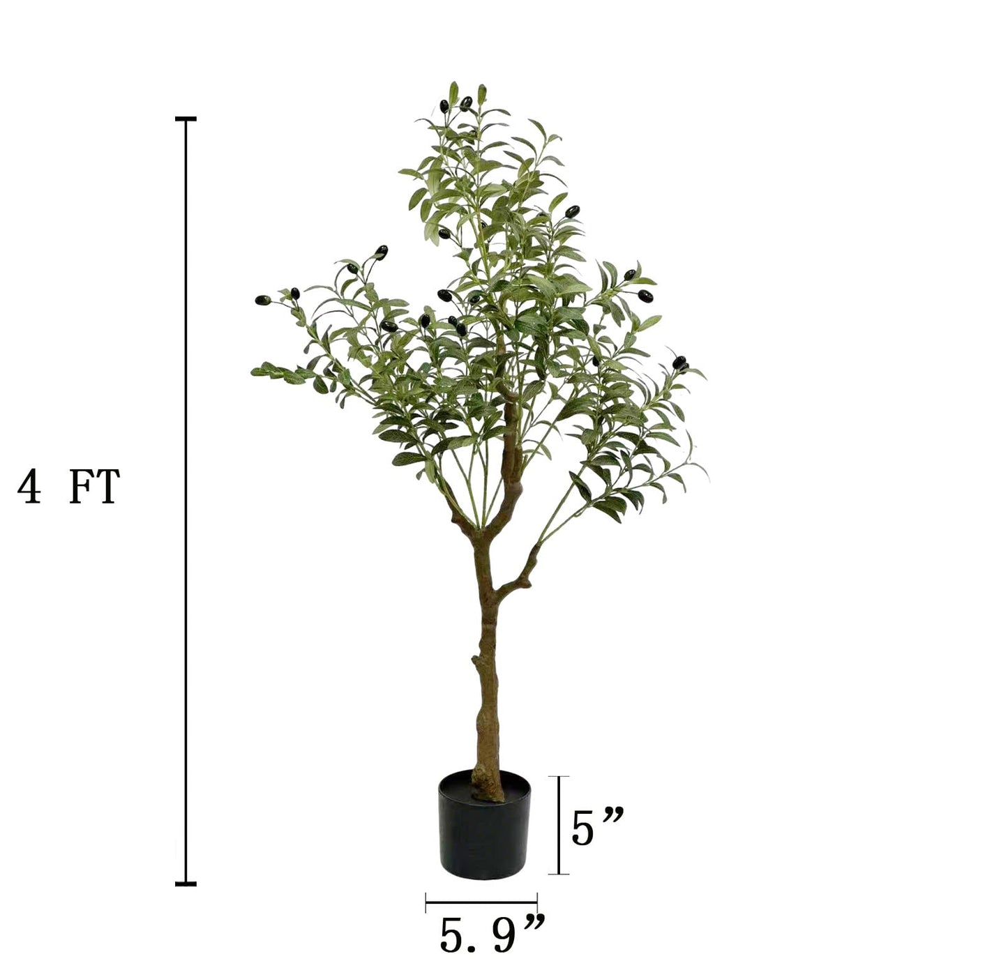 Kiko Artificial Olive 4 Ft Tall Fake Floor Plant Greenery Potted Plants for Office,Gymnasium Room, Living Room, Dinner Room, Shopping mall,Artificial Plant for Indoors and Outdoors
