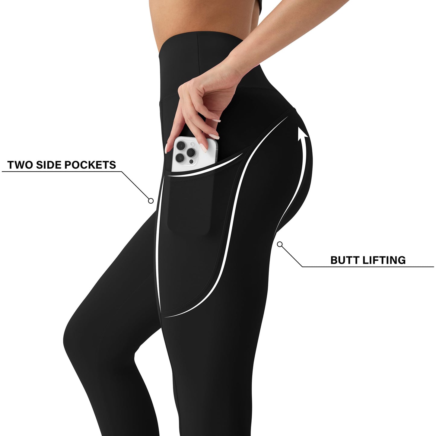 High Waisted Leggings for Women - No Front Seam Tummy Control Yoga Pants for Workout Running No See Through