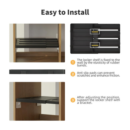 Booche Adjust-A-Shelf Locker Shelf, Extends to Fit Your Locker, Easy to Use, Perfect for School, Office, Gym, (1, Black)