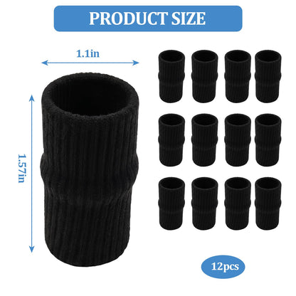 12 Pcs Finger Compression Sleeves,Black Sport Finger Sleeves Protectors,Breathable Elastic Finger Support for Sports, Typing, and Daily Use