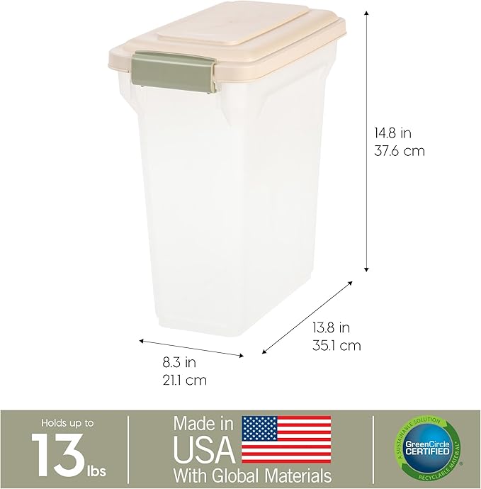 IRIS USA Dog Food Storage Container, Airtight Lid, Versatile Pet Food Bin