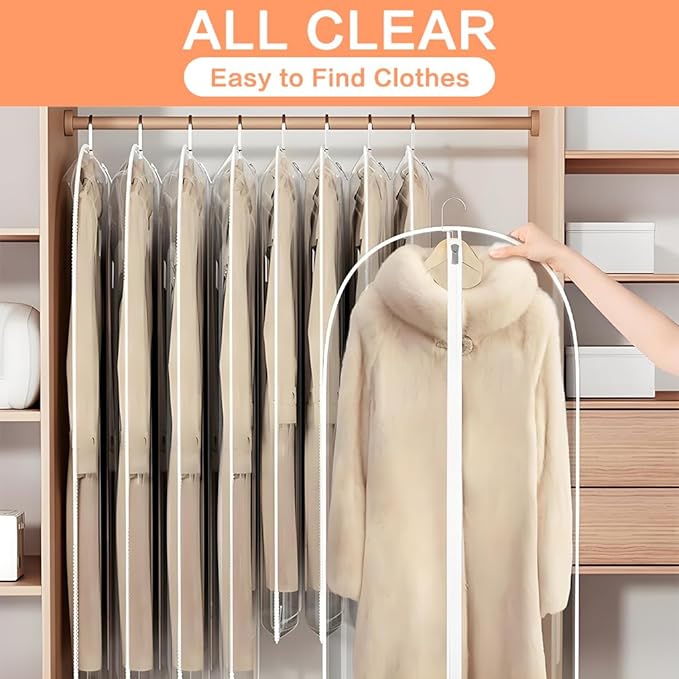 Clear Garment Bags for Hanging Clothes Travel Suit Bags for Closet Storage