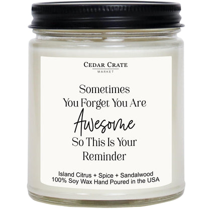 Cedar Crate Market Inspirational Candle Gifts for Women, Thank You Gifts for Women Island Citrus Spice Sandalwood Soy Wax Scented Jar Candle, Best Friend Candle Present Hand Poured in USA, 9oz