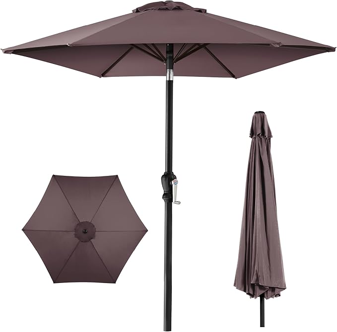 Best Choice Products 10ft Outdoor Table Compatible Steel Polyester Market Patio Umbrella w/Crank and Easy Push Button Tilt