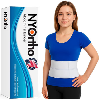 NYOrtho Pediatric Abdominal Binder (Fits 20¨ - 30¨) - 9" Height, 3 Panel Post-Surgery Compression Wrap for Teens, Support Belt for Hernia, Muscle Strain, Back Pain, Recovery, Latex-Free - Made in USA