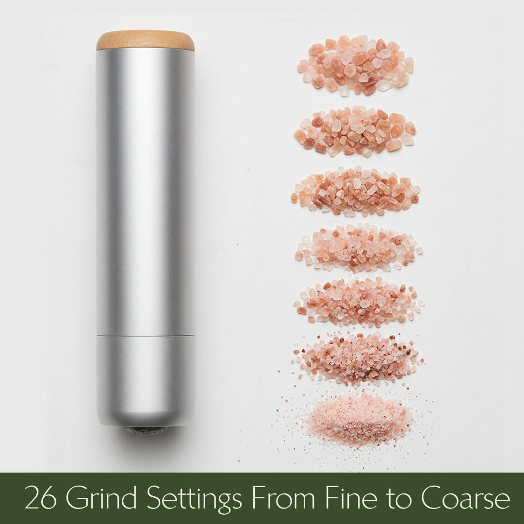 Evermill Salt Mill – Premium Adjustable Salt Grinder with Ceramic Grinder Core – Refillable Manual Salt Grinder with Himalayan Pink Salt – Anodized Aluminum (Bronze)