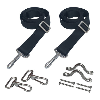 Vtete 2 PCS Adjustable Bimini Boat Top Straps with Loops + Snap Hooks + Eye Straps - 28"~60" Stainless Steel Boat Awning Hardware