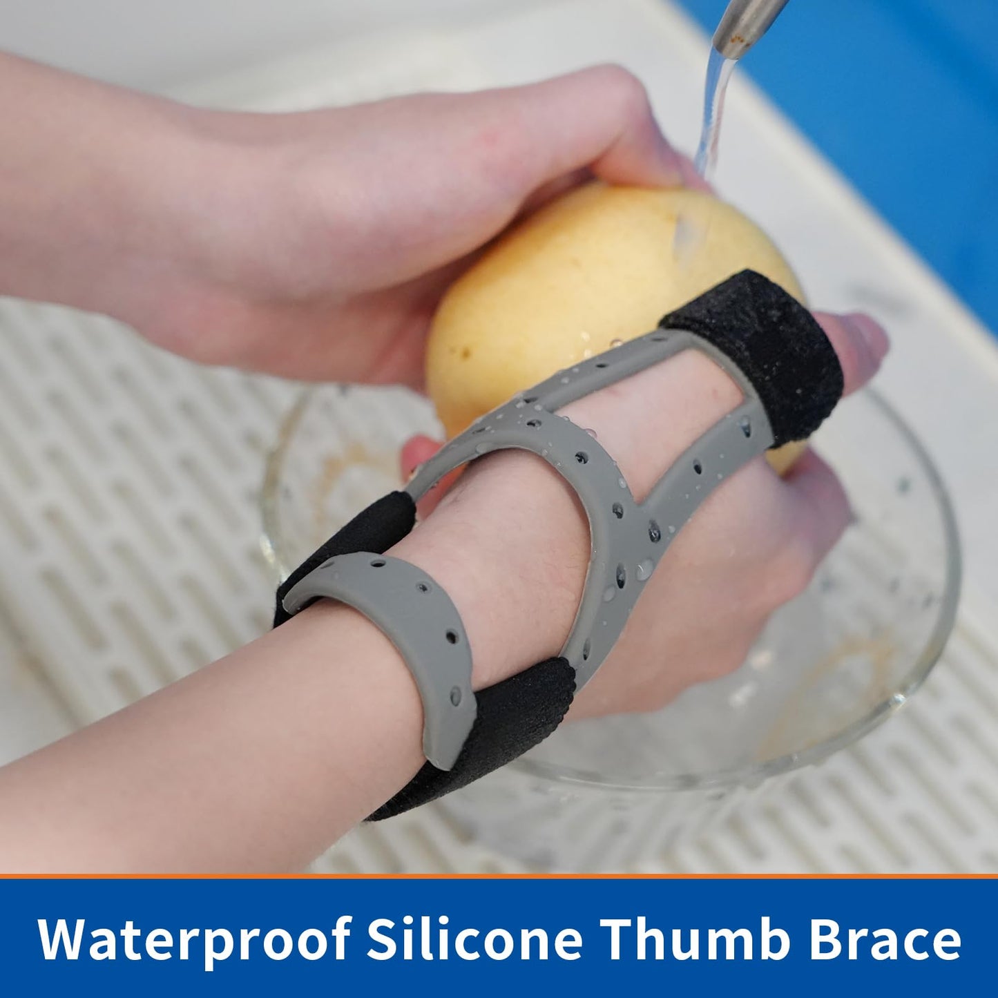 Willcom Silicone Thumb Brace for Arthritis Pain Relief, Semi-rigid Support for De Quervains, Trigger Finger, Women & Men, Right & Left Hands (Medium 6.3-7.3 inch)