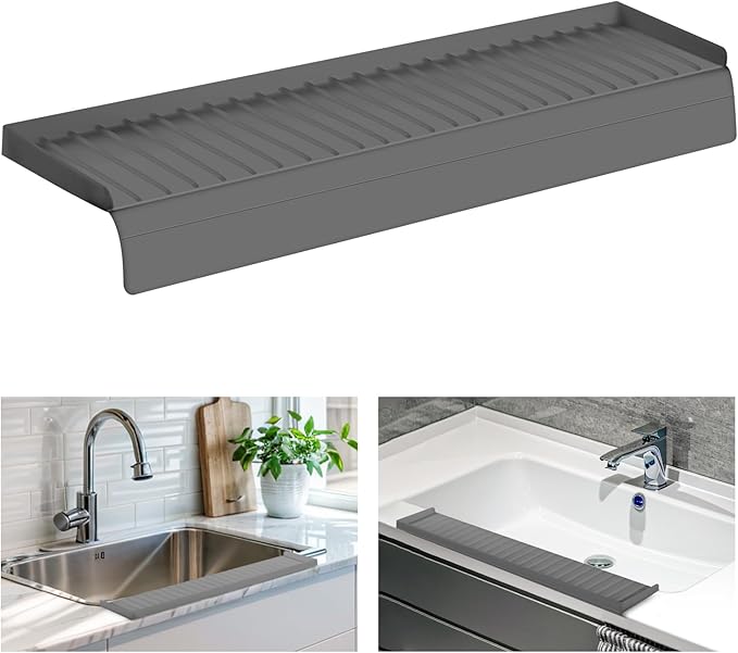 Sink Edge Protector with Suction Cup, Silicone Sink Splash Guard