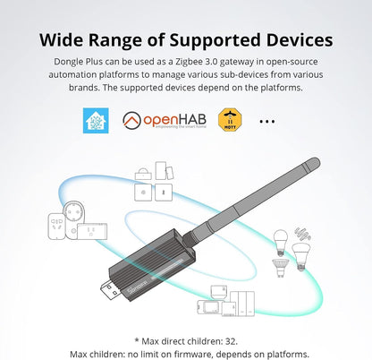Sonoff Zigbee USB Dongle Plus-ZBDongle-E 3.0 External Antenna Interface SMA Gateway Universal, Pre-Installed with Zigbee Firmware Based on EZNet 6.10.3 Coordinated Home Assistant or Zigbee2MQTT