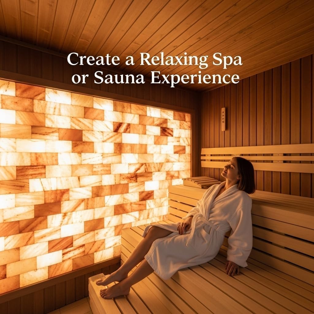 Himalayan Salt Tiles for Sauna Spa, 8 x 4 x 1 Inches, Natural Pink Salt Bricks Stone Blocks for Building Sauna Room, Spa Walls, Massage, Dry Aging, Wellness Centers, Home DIY Decor (10, Pink)
