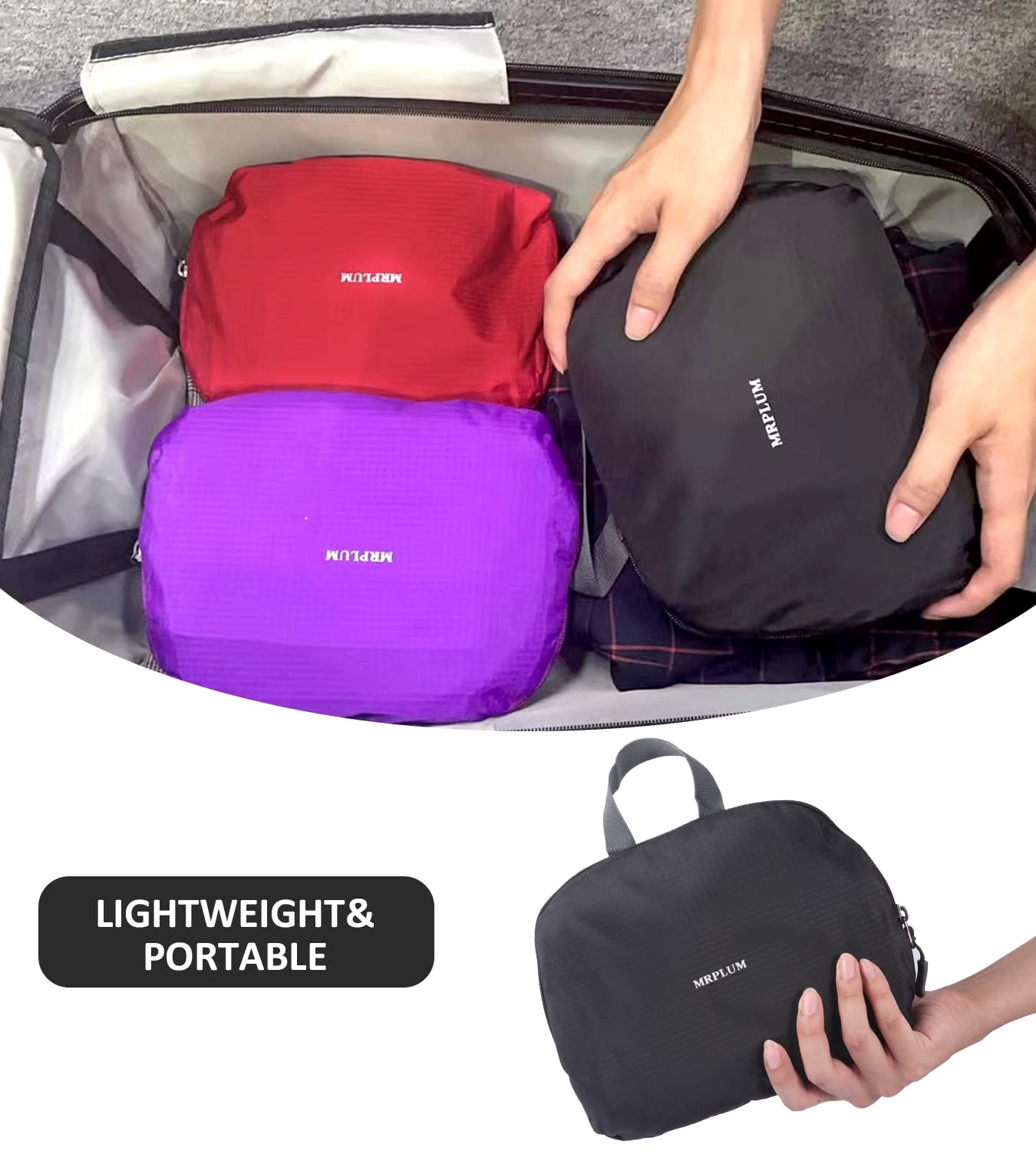 MRPLUM 30L Rucksack Foldable Ultralight Packable Backpack,Unisex Durable Handy Daypack for Travel & Outdoor Sports Durable&Waterproof (Black)