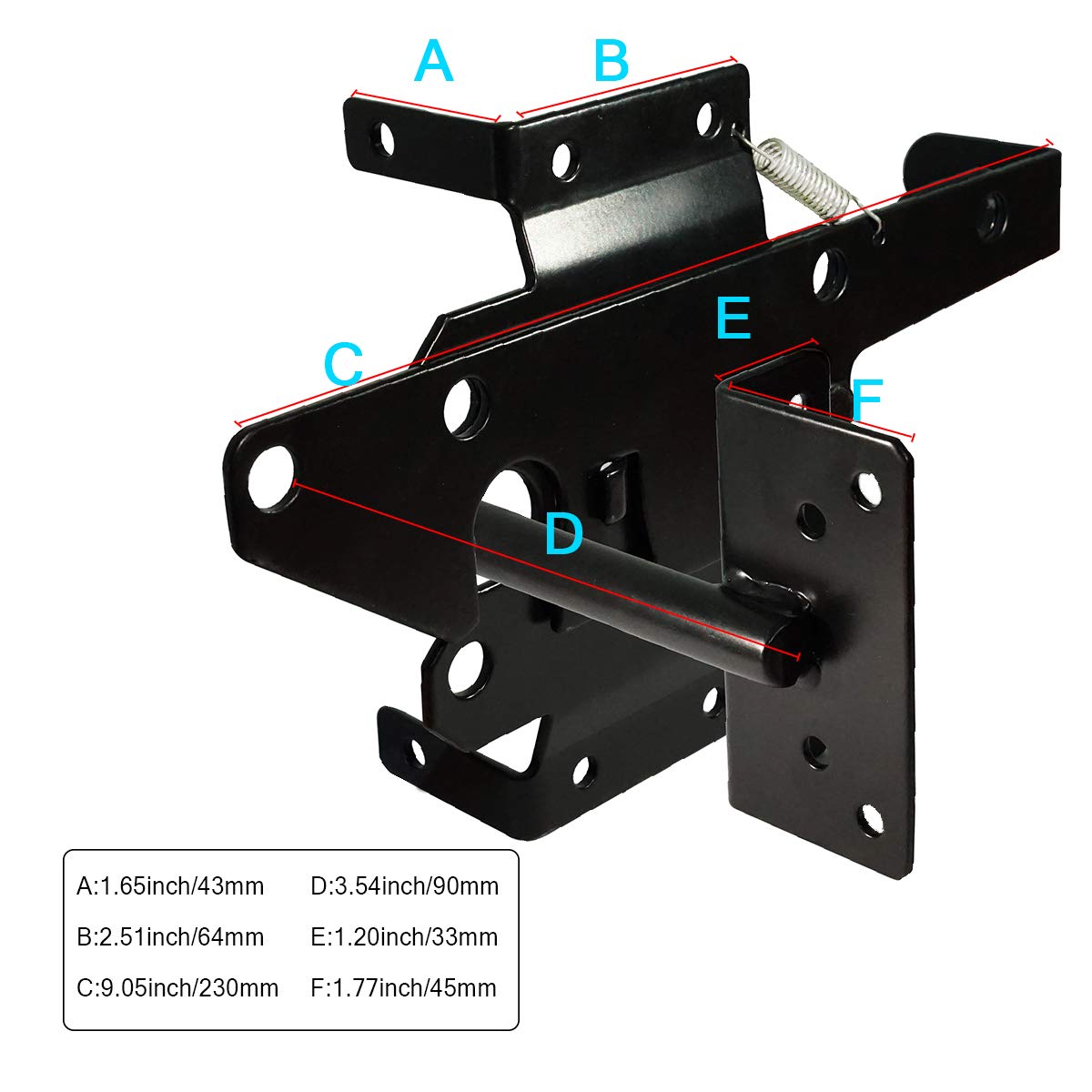Self-Locking Gate Latch Heavy Duty Post Mount Automatic Gravity Lever Wood/PVC Fence Gate Lock with Fasteners Hardware,for Secure Pool |Yard | Gadren, Steel,Black