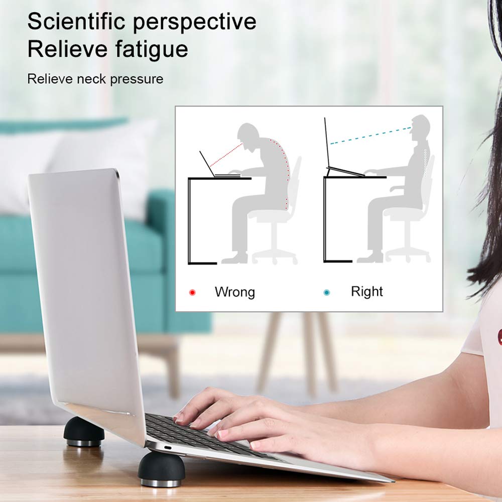 nediea Portable Laptop Cooling Pad, Ergonomic Laptop Stand Small Invisible Cooler Ball Magnetic Foot Heat for MacBook Pro/Air, More 12-17 Inches Tablet&Laptop