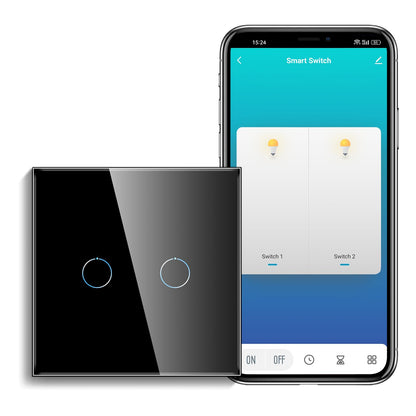CNBINGO Smart Touch Light Switch with Glass Wall Plate and LED Backlight, No Neutral Wire Required, Works with Alexa, Google Assistant, Timing or Schedule