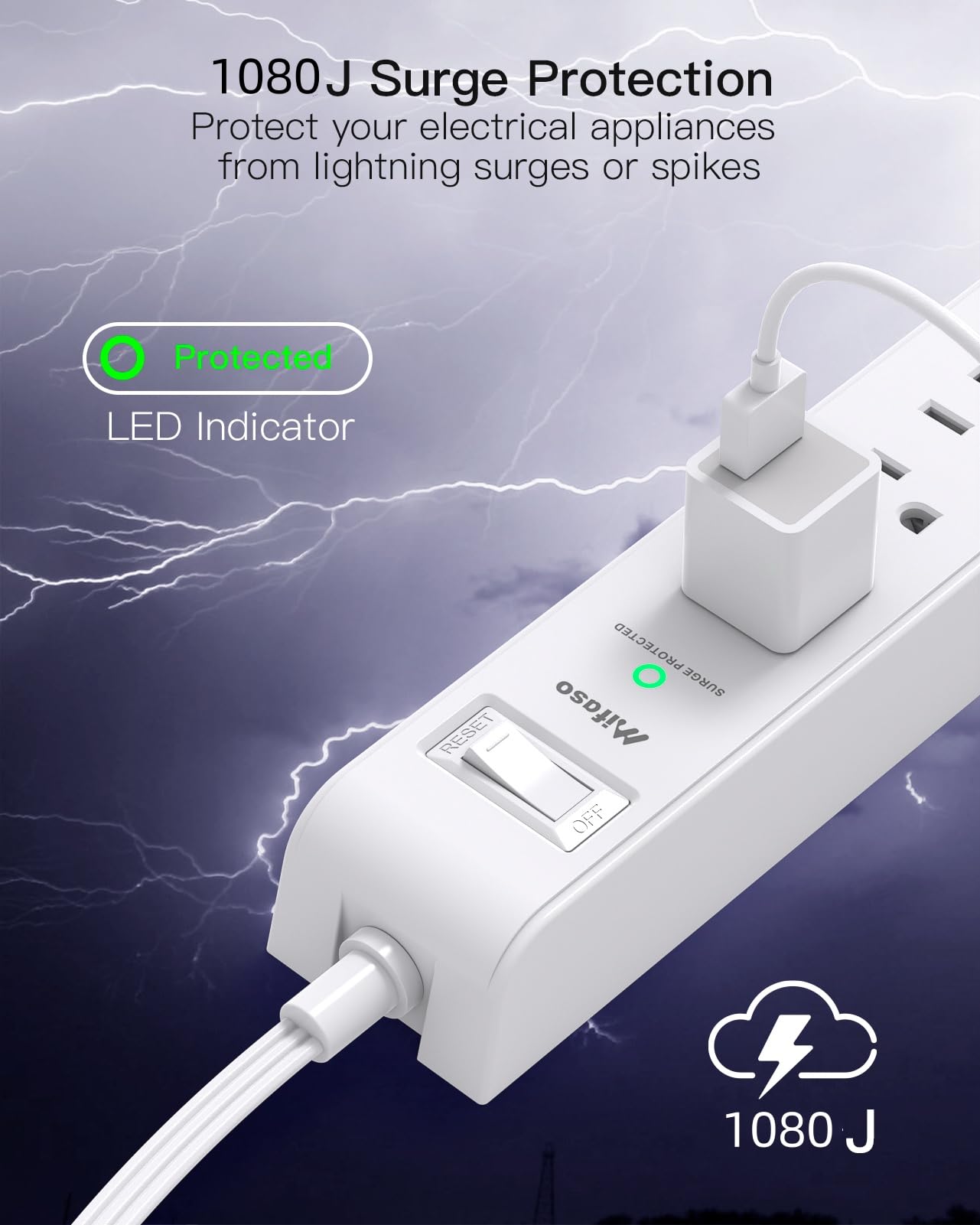 2 Pack Power Strip, 12FT Long Extension Cord, Surge Protector with 6 Outlets and 4 USB Ports (2 USB C), Flat Plug Overload Protection, Extension Cord 10+ ft, Wall Mount for Home Office Dorm College