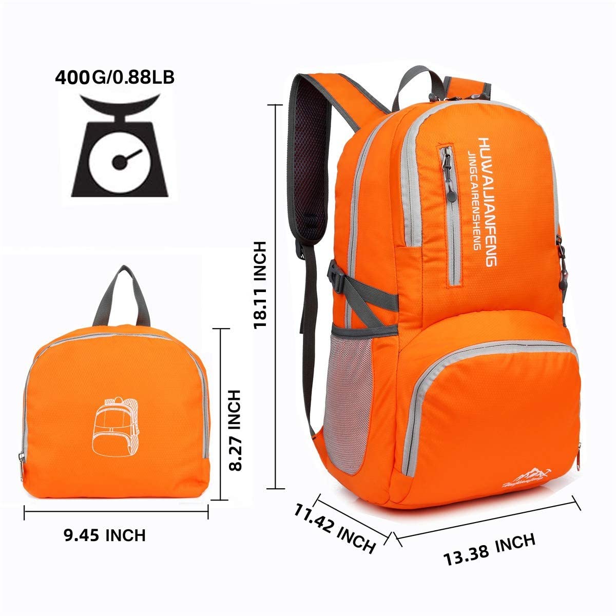 Crenze 45L Lightweight Foldable Backpack Travel Hiking Daypack, Men Women Durable Handy Waterproof Rucksack for Camping Walking Cycling Climbing