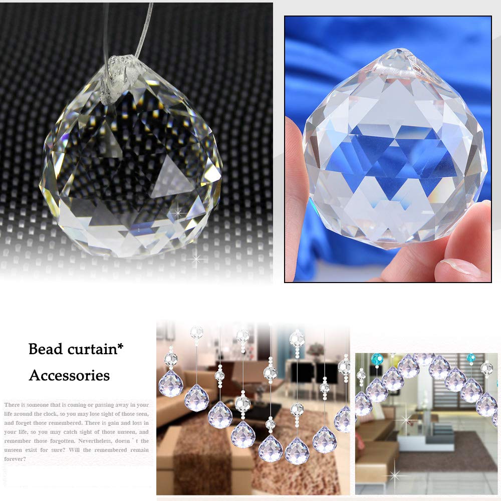 2 Pieces 80mm/3.15 Inch Clear Cut Crystal Prisms Suncatcher,Hanging Rainbow Pendants Glass Sphere Faceted Gazing Ball for Home Décor,Office,Garden Decoration,Super Sparkly and Flawless