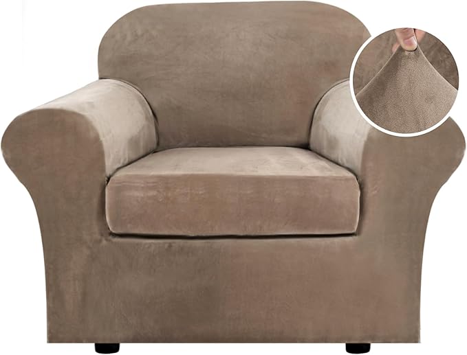 H.VERSAILTEX Rich Velvet Stretch 2 Piece Cover Chair Slipcover Sofa Cover