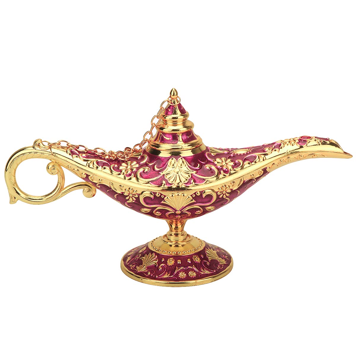 Legend Aladdin Lamp Magic Genie Wishing Light, Classic Arabian Nights Costume Props Lamp Table Decor for Home Wedding Party Halloween Birthday Beautiful Gift for Women Men (Purple & Gold)