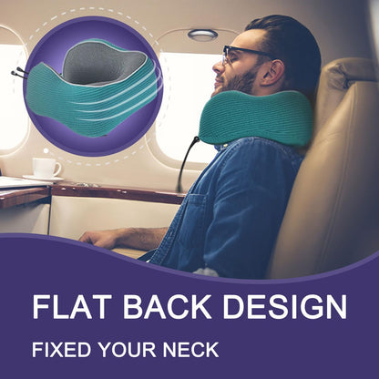 napfun Neck Pillow for Traveling, Upgraded Travel Neck Pillow for Airplane 100% Pure Memory Foam Travel Pillow for Flight Headrest Sleep, Portable Plane Accessories, Light Grey